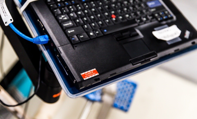 Laptop inside the Kibo module mockup. This one stays on the ground.